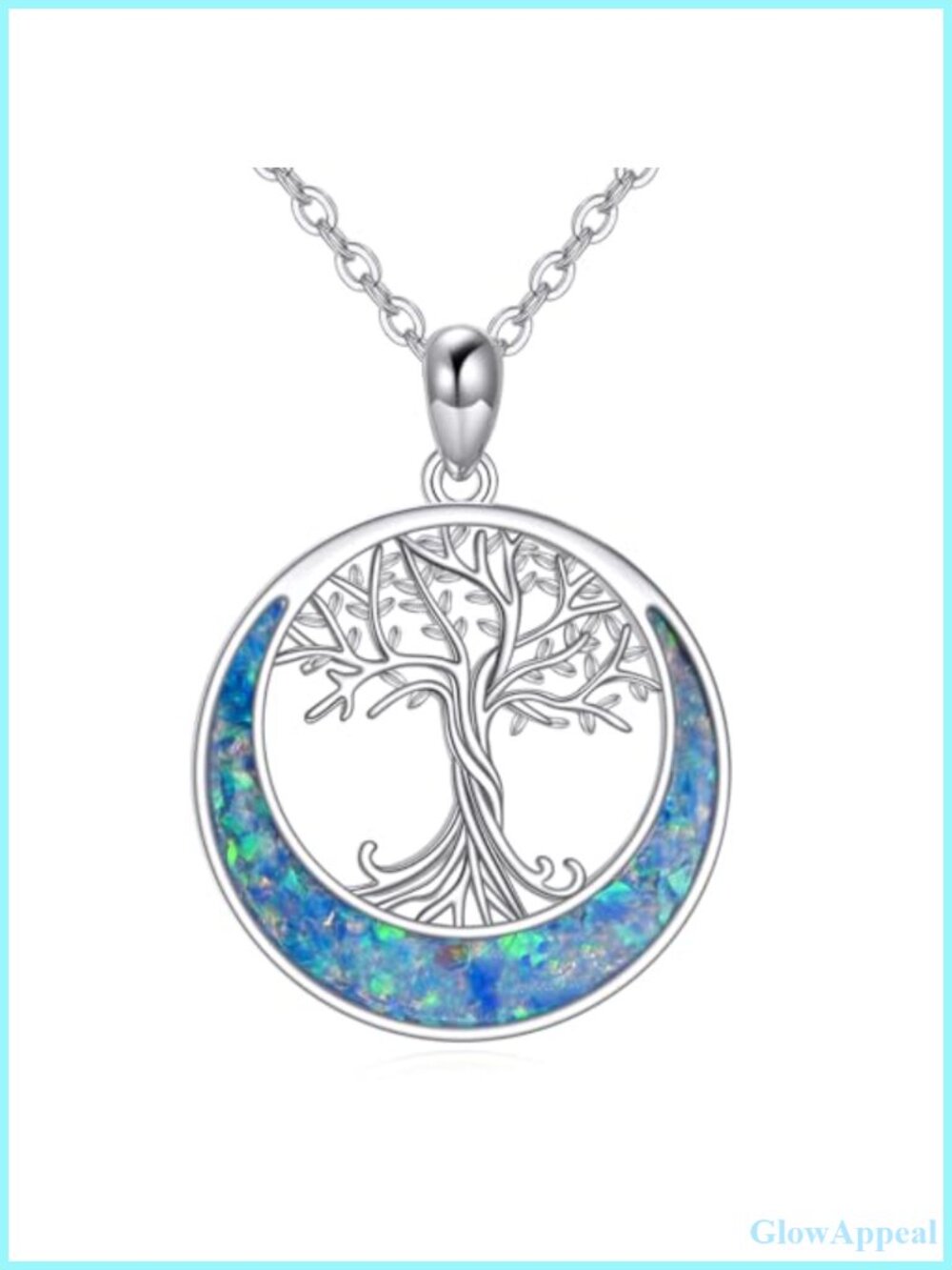 925 Sterling Silver Tree of Life Opal Pendant Necklace Gift for Women